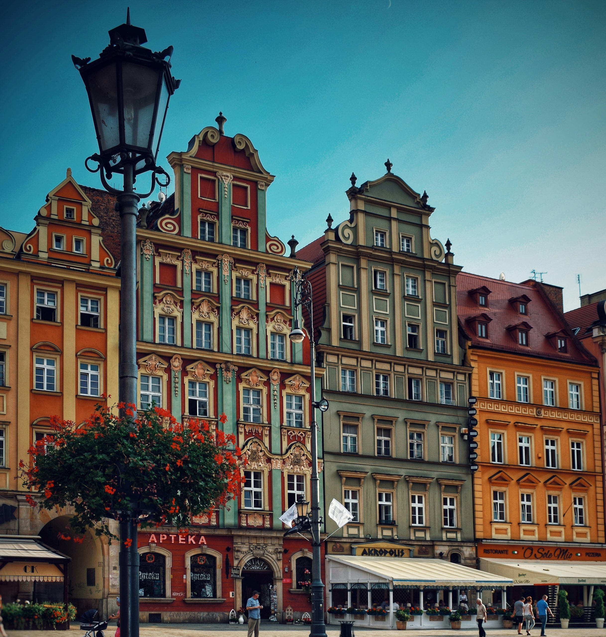 Colourful houses located in the centre of Wroclaw