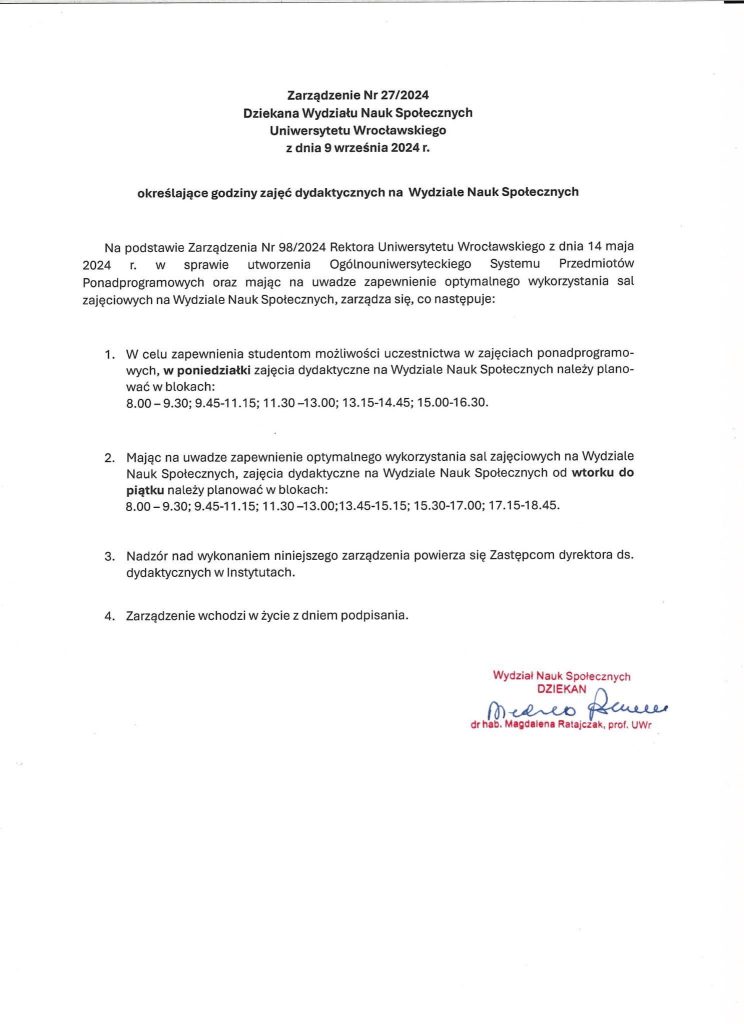 Zarządzenie nr 27/2024 WNS