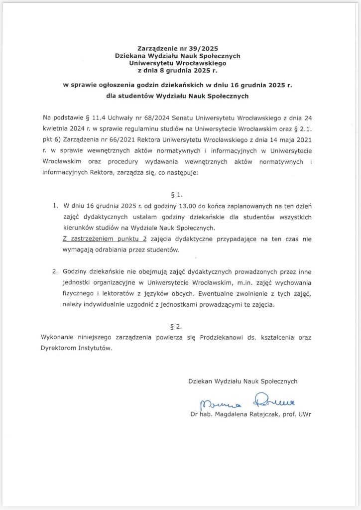 Zarządzenie 39/2025